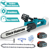 12 inch Brushless Chainsaw, Cordless Chainsaw with 5500mAH Battery*2 Chains*2, Lightweight Handheld Chainsaw Electric Chainsaw