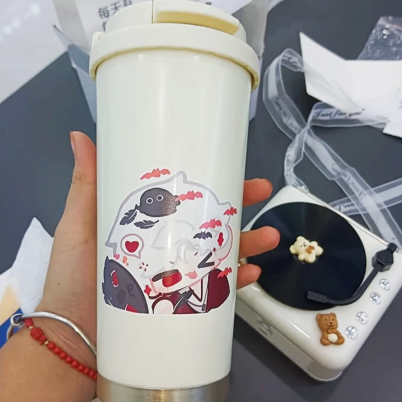 Love And Deepspace Sylus Rafaye Zayne Insulated Cup 520ML Stainless Steel Straw Capacity Cartoon Cold Coffee Double Drink Gift