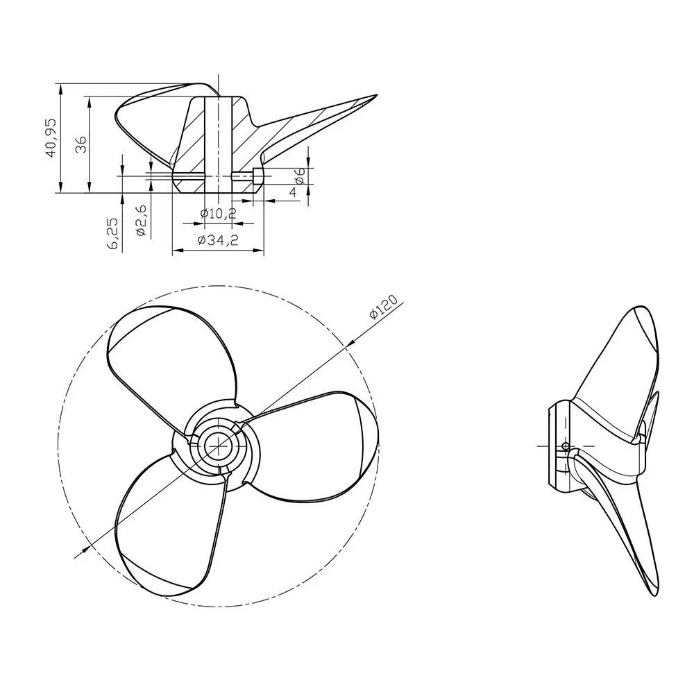 Eliche per barche a motore in nylon Flipsky Elica fuoribordo per motore elettrico da 3,8 pollici per barca / kayak / sottomarino / Efoil / yacht