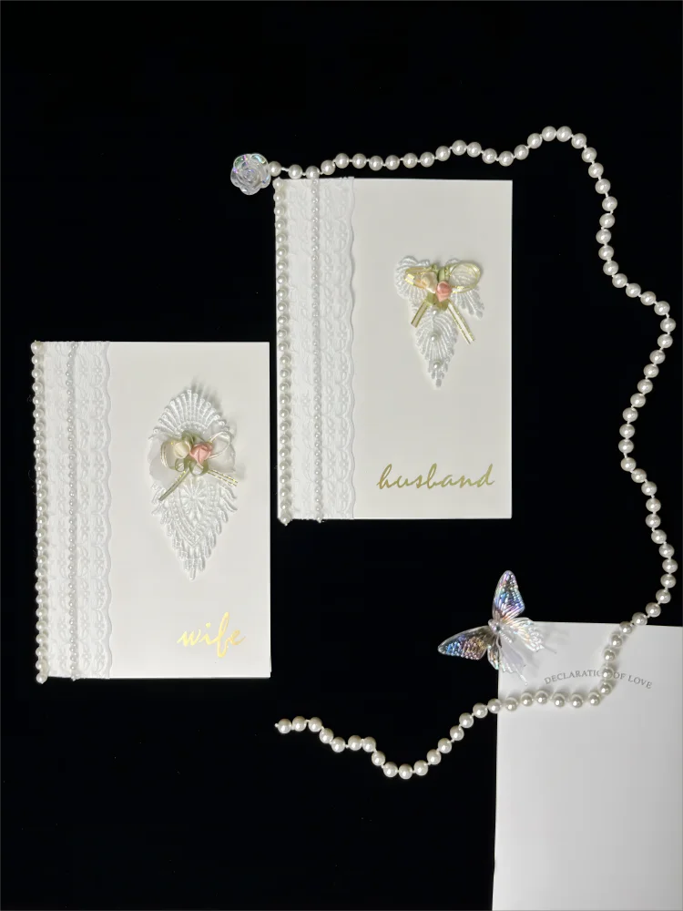 2pcs Elegant Wedding Vow Books Card with Exclusive Design for Brides and Grooms Perfect Decoration and Gift 14x20cm Vow Cards