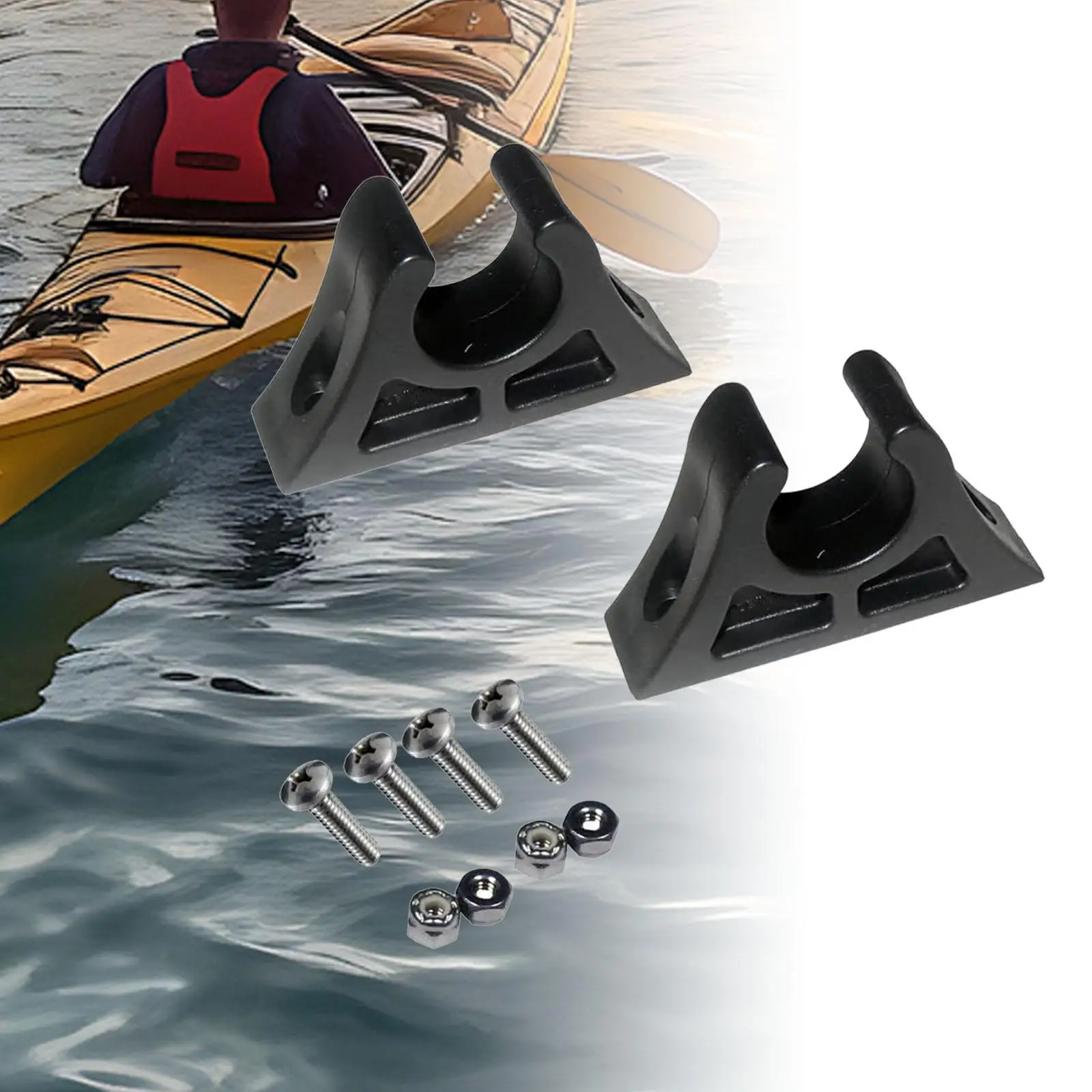 2Pcs Kayak Paddle Holder Heavy Duty Deck Mounted Watercraft Supplies Oar Fixing