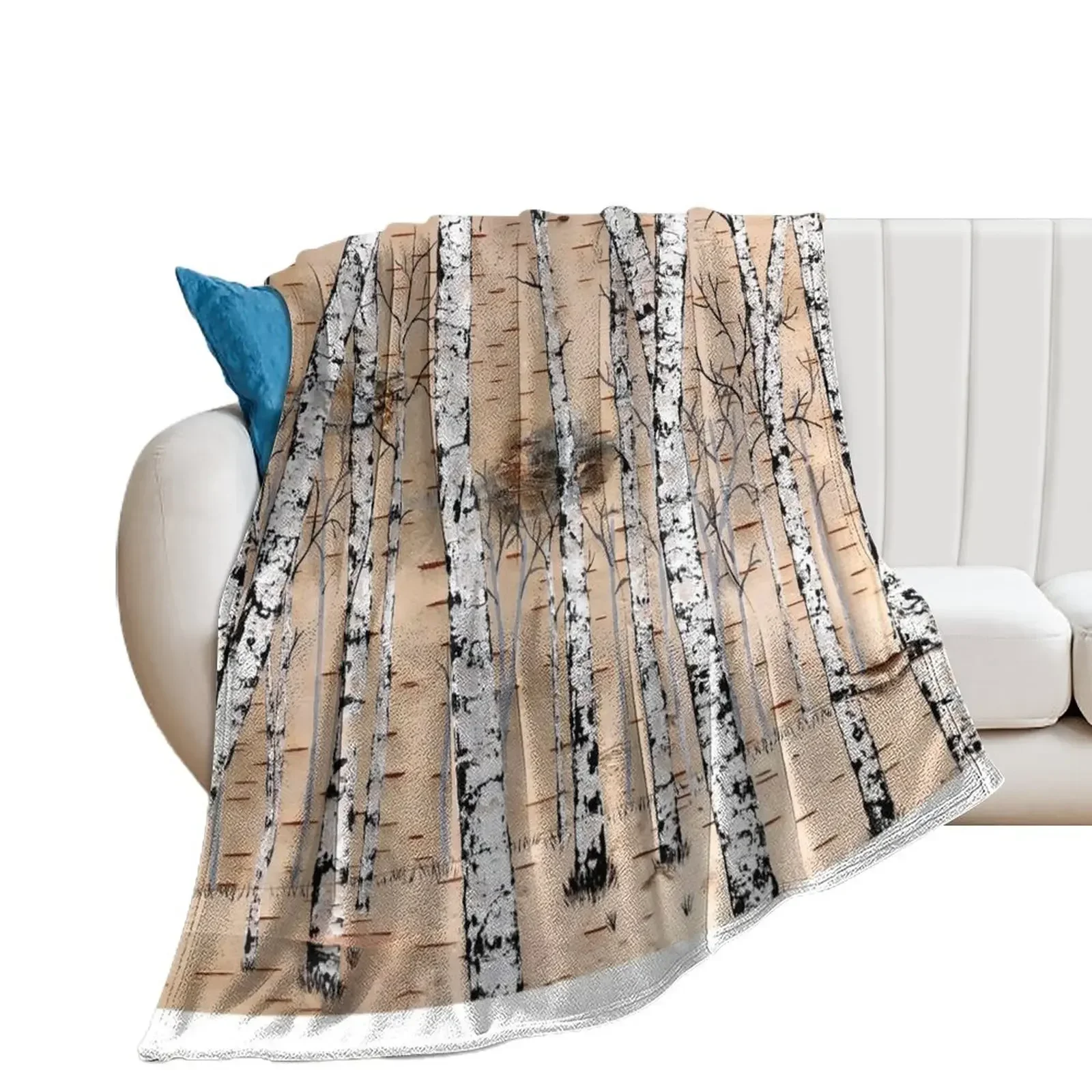 

Birch Tree Forest Throw Blanket for sofa Nap wednesday Furrys Blankets