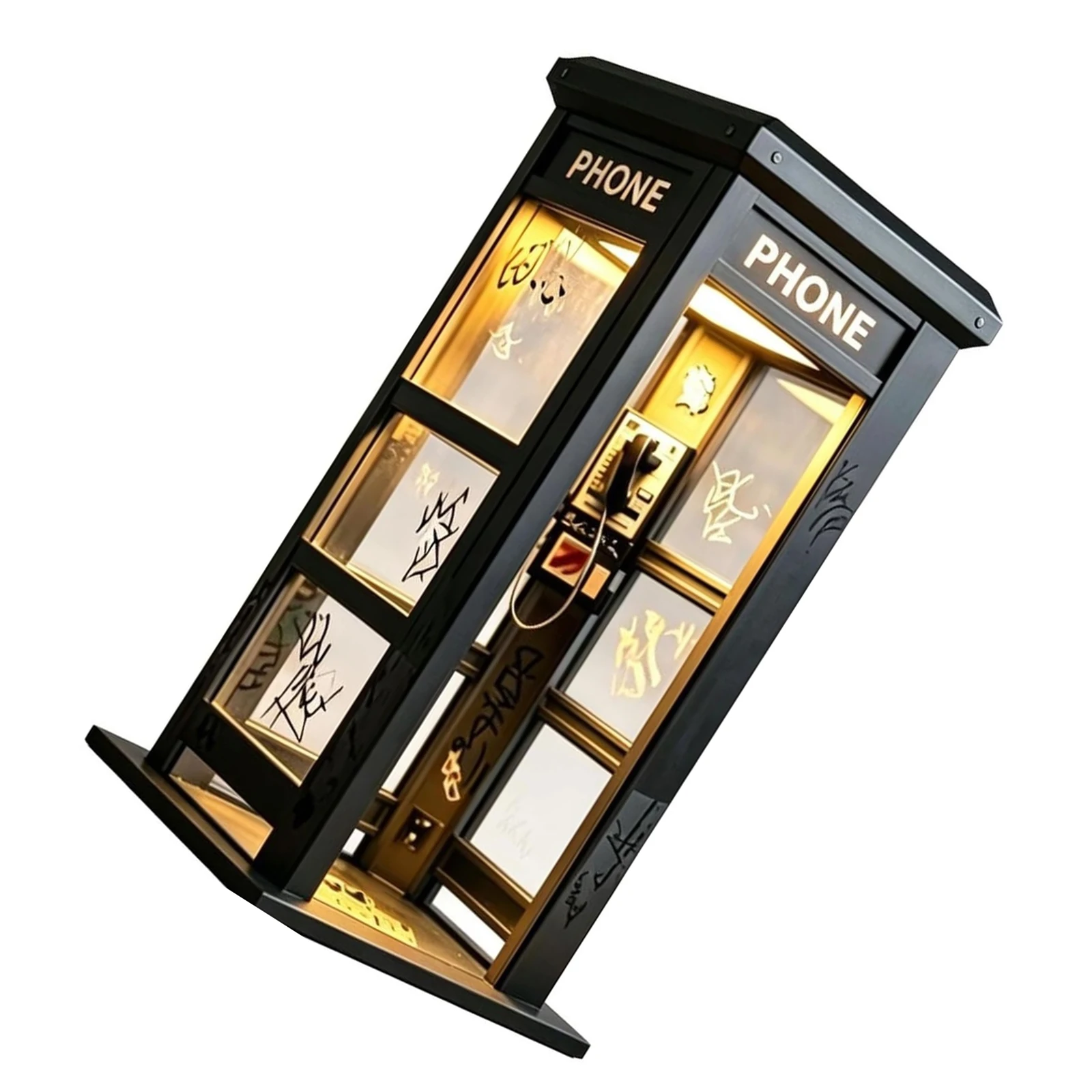 

Telephone Booth Night Light with Warm LED Lighting Phone Booth Ambient Lamp for Bedroom Office Unique Home Decor Gift