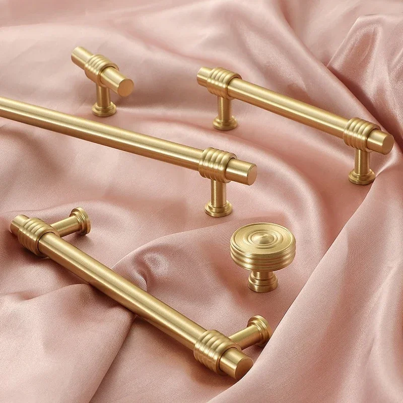 Massive Messinggriffe im Vintage-Design mit Hanfseil-Form, personalisierte Küchenmöbelgriffe, goldene Schubladen- und Türgriffe, T-förmige Zuggriffe – Detail 18