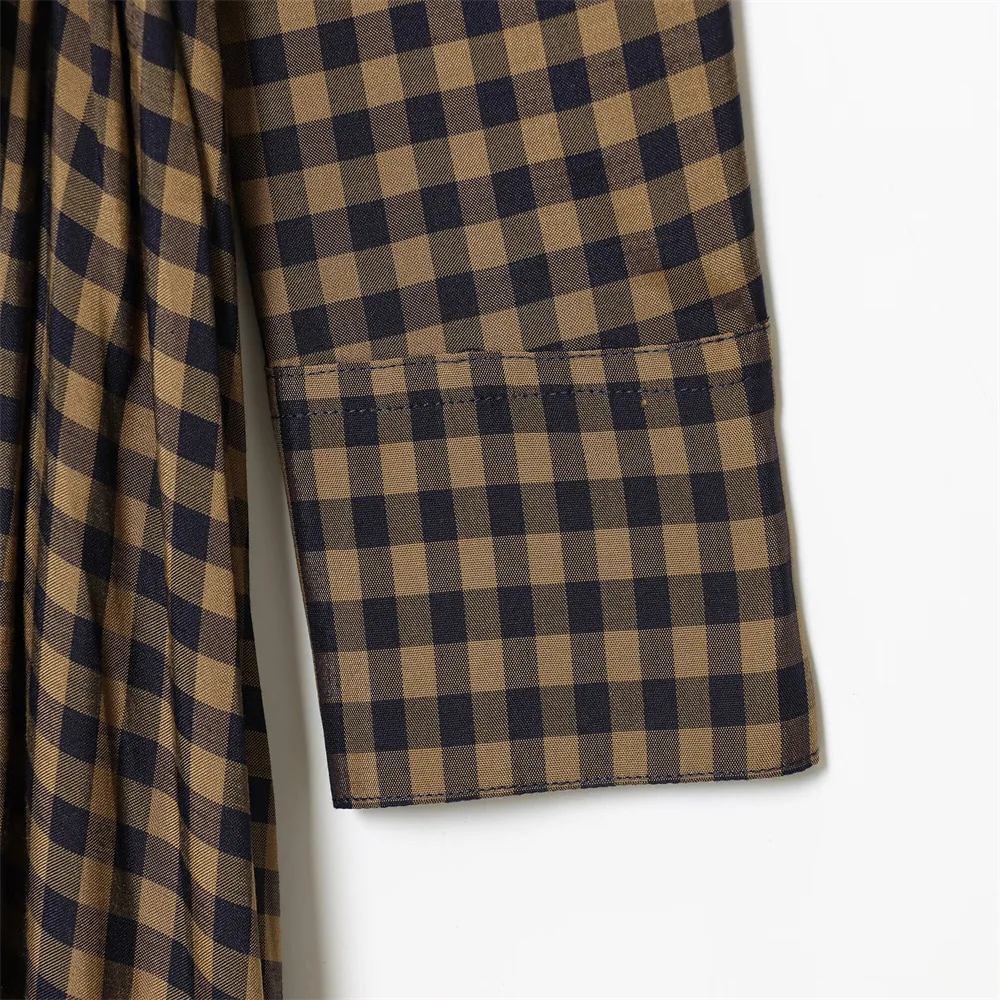 New 2025 Women's Plaid Shirt Collar Long Dress with Belt Casual Chic Autumn Fashion Dress Long Sleeve Chic Women's Dress