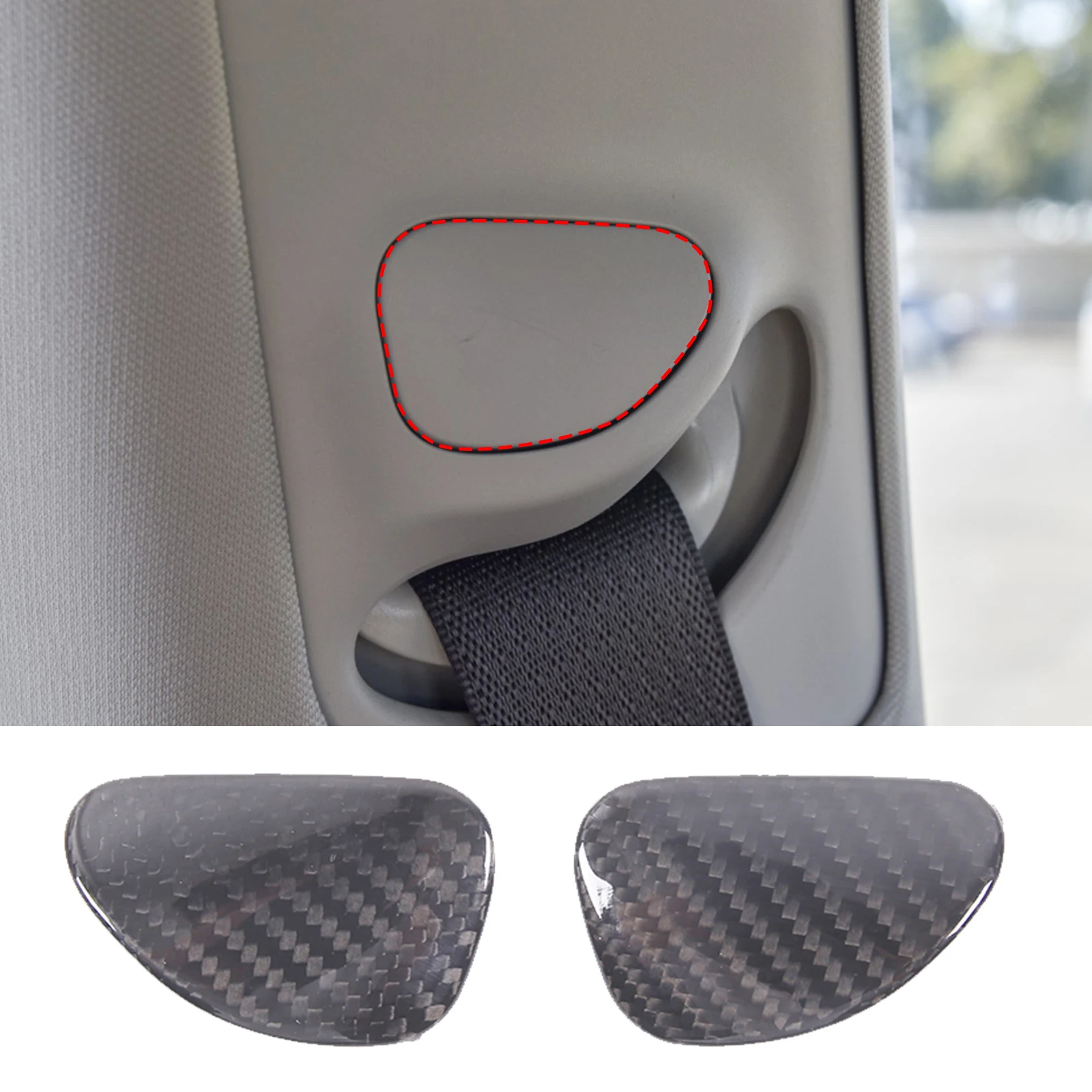 For Tesla Model 3/Y 2017-2022 Real Carbon Fiber Car Roof Safety Belts Position Adjustment Buttons Trim Cover Car Accessories