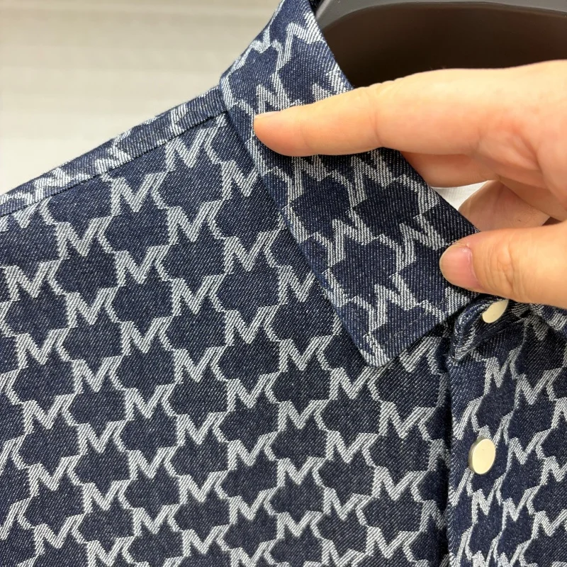  men's autumn high quality new product cowboy shirt jacquard lapel long sleeves pocket coat leisure fashion men's clothing tops