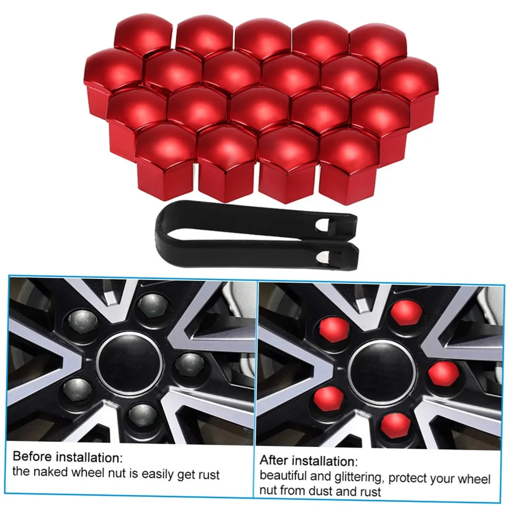 20Pcs Durable Hexagonal Wheel Nut Covers 21mm With Removal Tool Decorative Wheel Covers Lug Bolt Covers Universal Fit