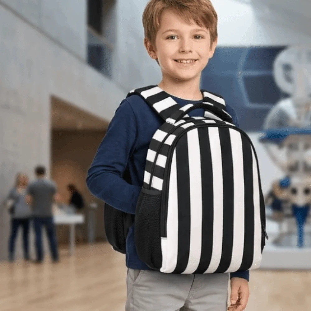 Fashionable Korean-style Striped Backpack Preppy Style Color-blocked Large Capacity School Bag Cute Durable