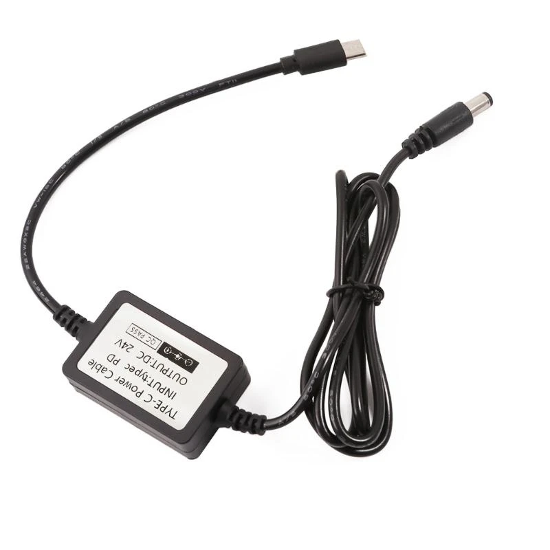 USB Type C PD20V to DC24V Power Cable for 24V Devices PD12V 15V 20V to 24V DC5.5x2.1mm Converter 115CM M76A