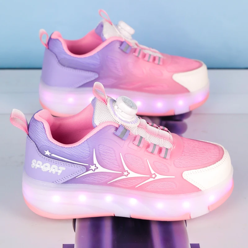 

Double advantages of 4-wheel retractable and wear-resistant lightweight, suitable for kids and adults to wear