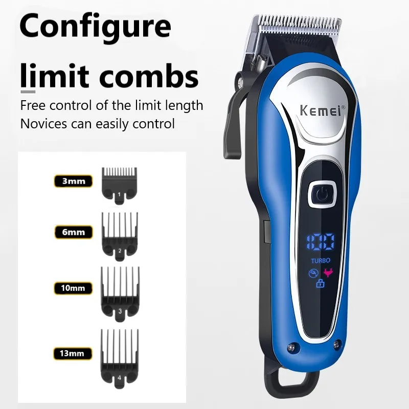 Kemei máquina de cortar cabelo profissional máquina de cortar cabelo elétrica faca barba máquina de cortar cabelo sem fio com fio