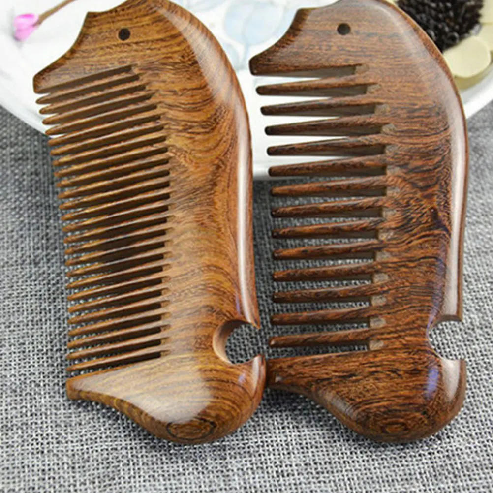 

Anti-Static Sandalwood Natural Wood Hair Comb Creative Fish Shape Coarse Teeth For Home Travel Outdoor Use Lightweight Durable