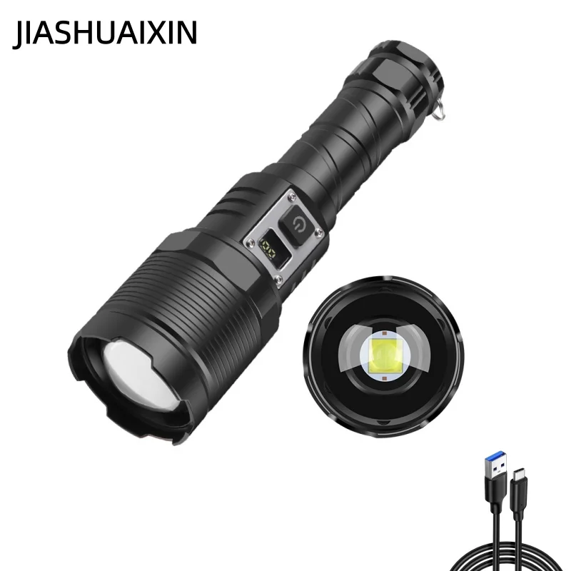 XHP70 High-Intensity Flashlight with Digital Battery Level Display, 30W White Laser, Long-Range, Memory Function Flashlight