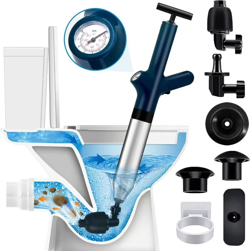 High Pressure Air Drain Blaster, One Shot Toilet Plunger, Universal Pipe Clog Remover for Bathroom Toilet Sink Floor