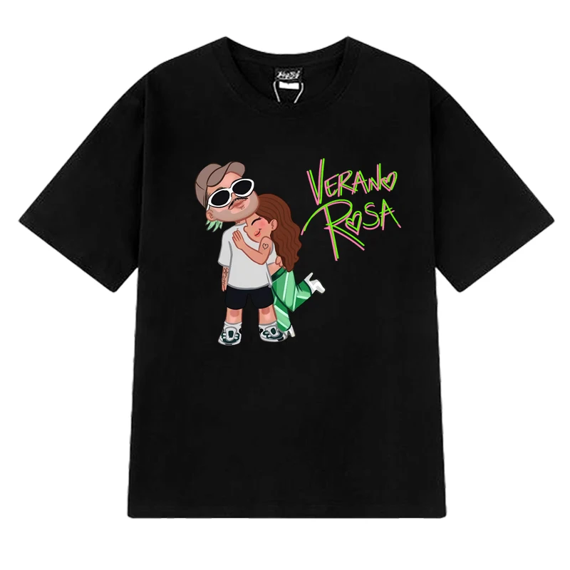 

Fashion Karol G and Ferxxo Verano Rosa 2025 song Graphic short sleeve T-shirts Men Women Trend 100% Cotton T shirt Unisex Tops