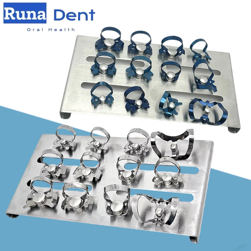 12Pcs Dental Clamps Rubber Dam Holding Tray Stainless Steel Endodontic Barrier Restorative Dentist