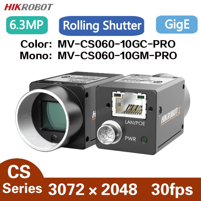 

HikRobot MV-CS060-10GC/M-PRO 6.3MP 1/1.8" 30fps GigE Ethernet Machine Vision Color Mono Area Scan Industrial Camera IMX178