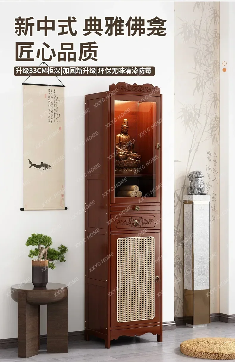 XNew Chinese Style Buddha Shrine Cabinet Stand for Kwan Yin Statue Worship Table Altar