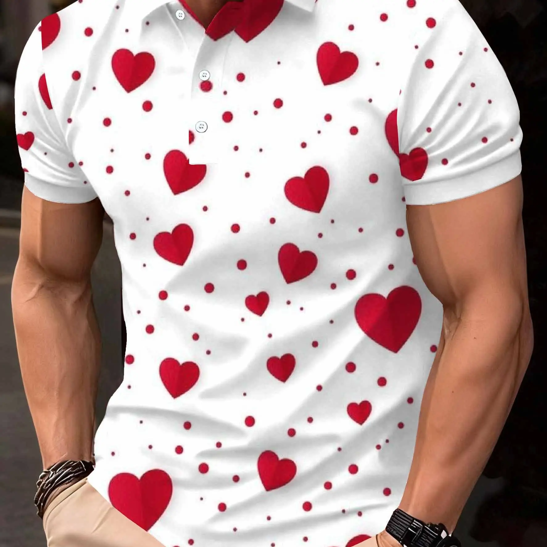 New Style Men's Printed Short-Sleeved Shirt - Dark Green Base With Full Text Logo - Saint Patrick's Day Style Tops