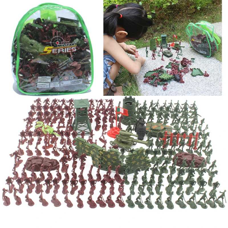 World War II Soldier Set 238 Pieces 4cm Backpack Bag Children's Military Toys Corps Sand Table Scene Model