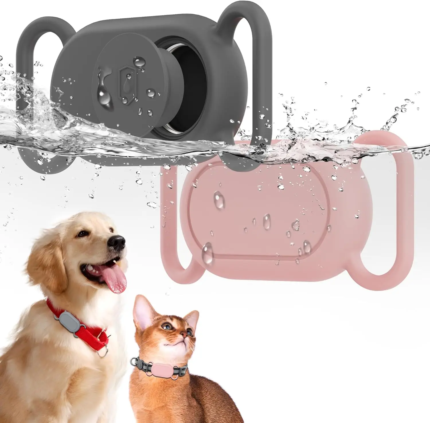 For Samsung Galaxy SmartTag2 Dog Collar Holder Waterproof Silicone Case for Galaxy Smart Tag 2 Anti-Lost Protective Cover