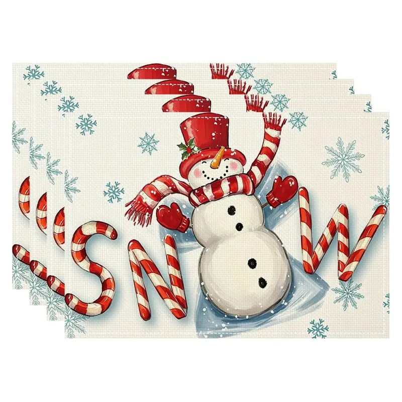 VIKAMA Cartoon Snowman Christmas Meal Mat Waterproof and Insulated Table Mat Holiday Party Home Restaurant Table Decoration Mat