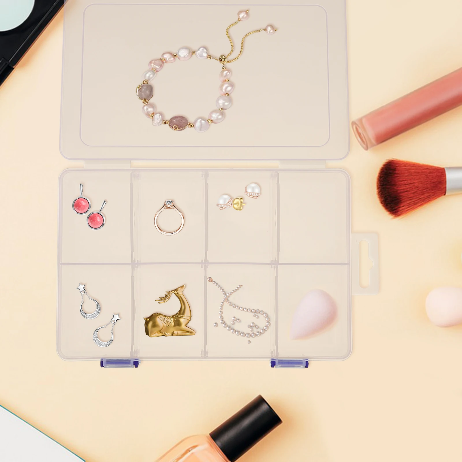 

2Pcs Clear Storage Organizer Box Adjustable Dividers Multi Grid Plastic Case Jewelry Beads Small Parts Jewelry Organizer