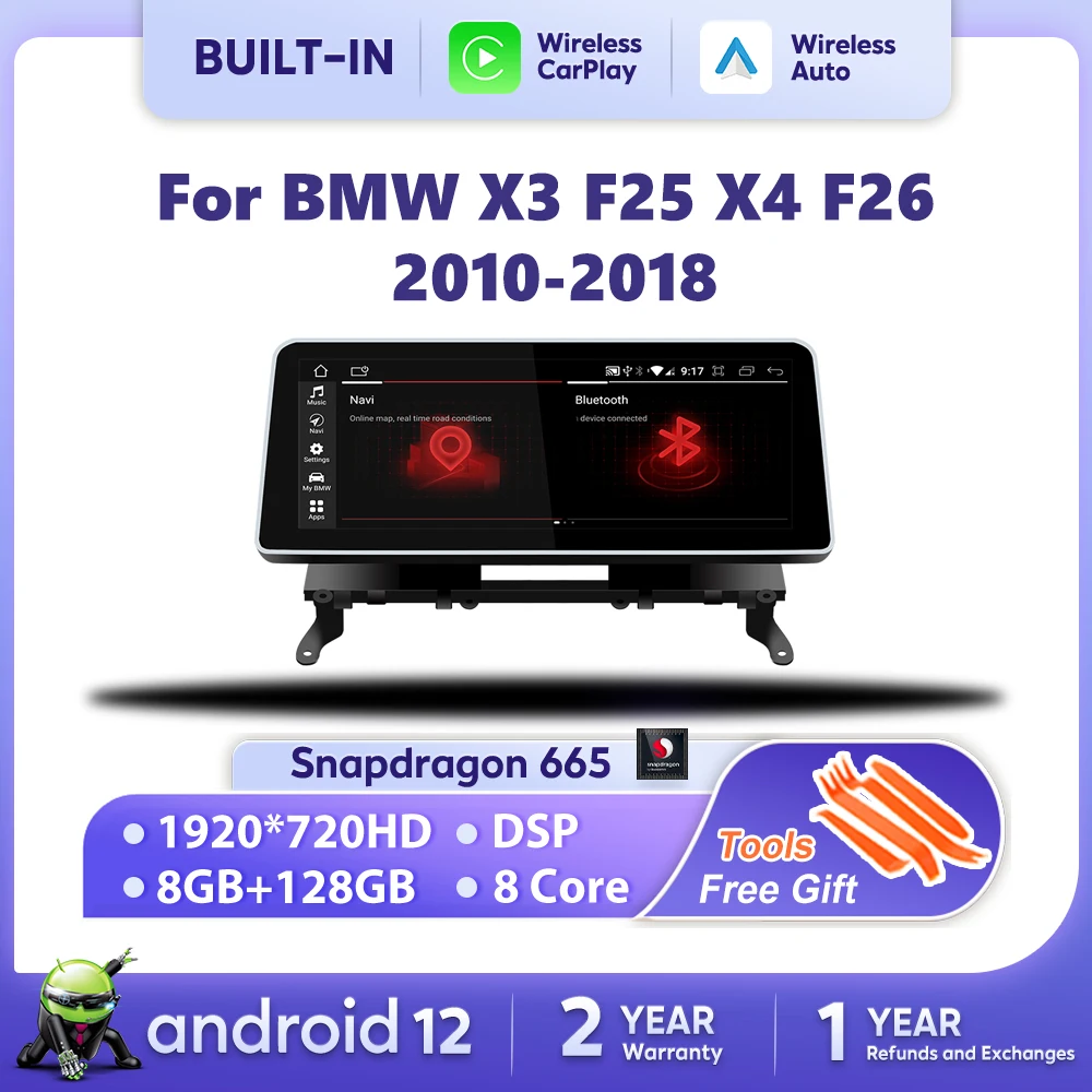 

Android 12 CarPlay для BMW X3 F25 X4 F26 2010-2017 2018 GPS Автомобильный мультимедийный плеер Навигация Авто Радио стерео DSP WiFi