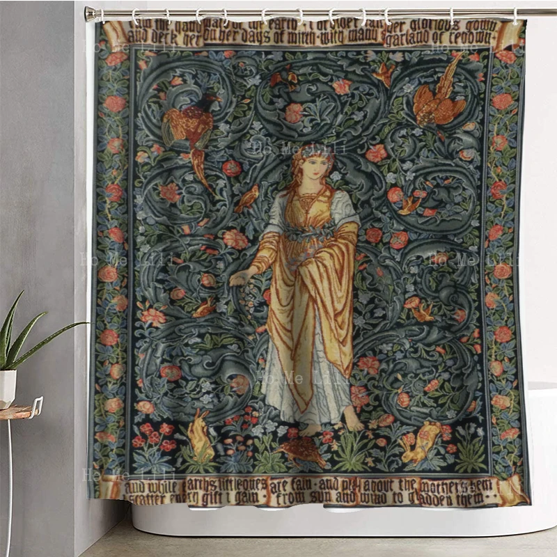 Medieval Castles William Morris Mille Fleur Art Angeli Landente And Flora The Goddess Of Abundance Shower Curtains By Ho Me Lili