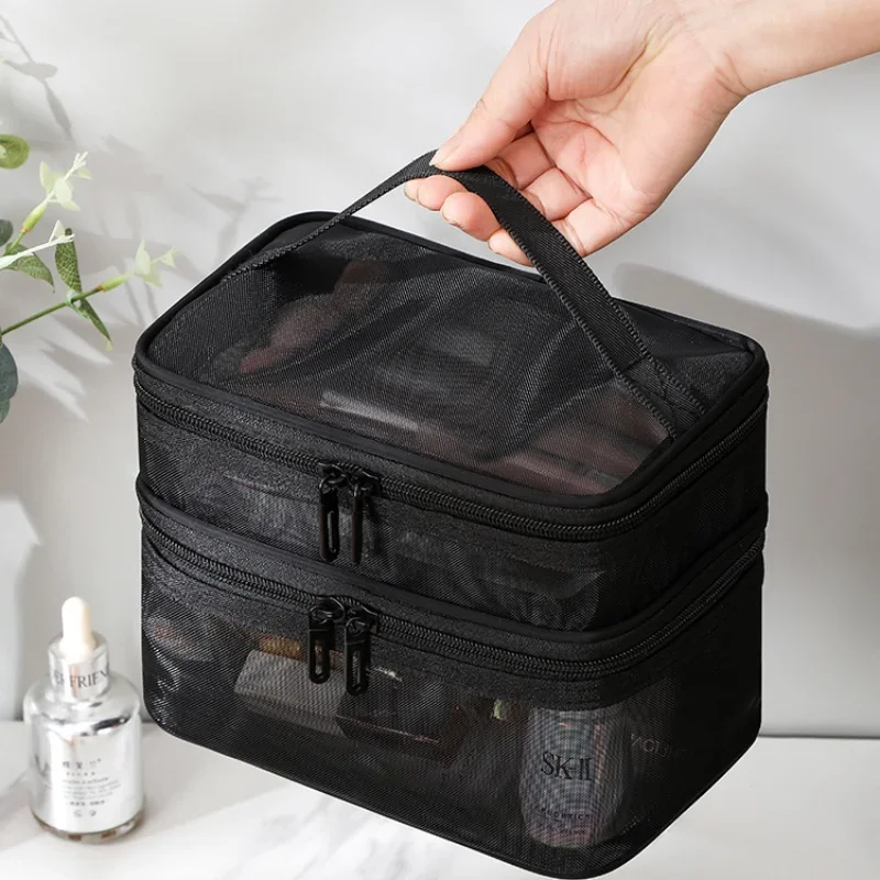 Women's Transparent Mesh Ideal for Cosmetics Makeup and Toiletries Kit  for Travel Sales Success Make Up Organizer Bag