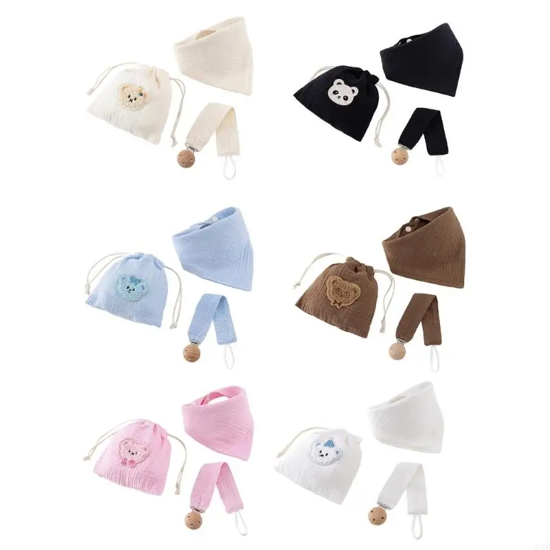 

Baby Feeding Bib Drool Cloth Pacifier Clip With Storage Bag Feeding Accessories