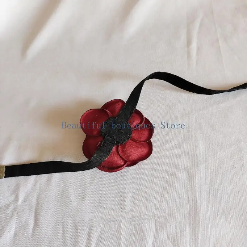 U4LF Rose Velvets Necklace French Clavicle Chain Sweet Collar Women Girl Jewelry Gift