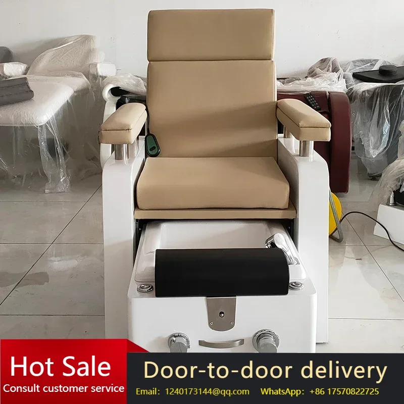 

Brown Beauty Nail Salon Pedicure Chair with Whirlpool Discharge Pump Foot Bath Spa