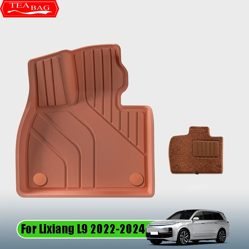 

For Lixiang L9 2022-2024 Car Styling Floor Mats Full TPE Original Orange Foot Pad Interior Floorliner Trunk Mat Auto Accessories