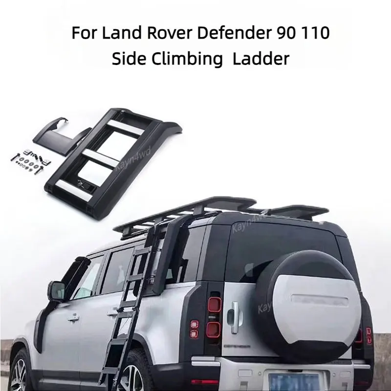 Off Road 4x4 Accessories Aluminum Folding Side Climbing Ladder For 2020+ Land Rover L663 Defender 90 110 130 Luggage Rack Ladder