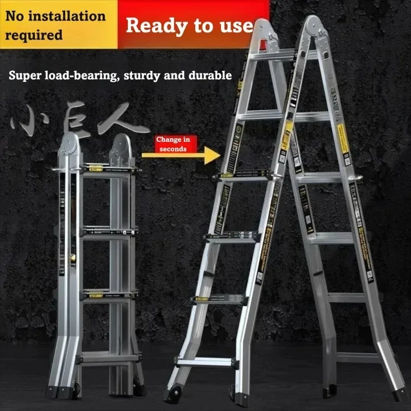 Aluminum Alloy Telescopic Ladder Multifunctional Herringbone Design for Household and Engineering Applications