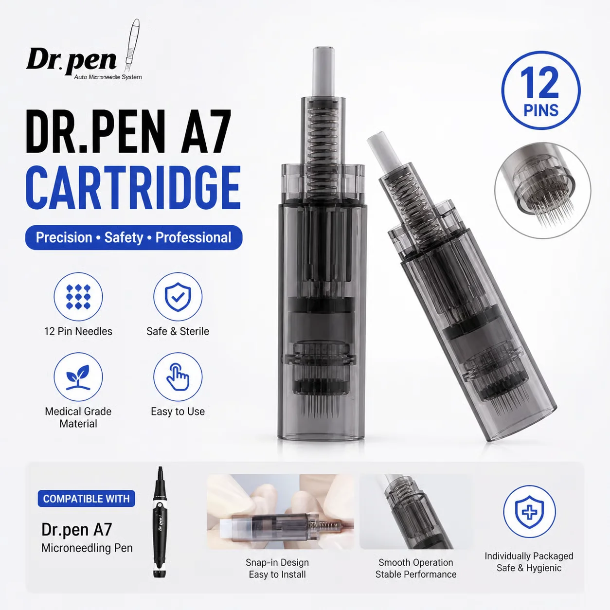 dr-pen-a7用交換カートリッジ-12-24-36-42ピン-ナノニードルチップ-マイクロニードリングペン用カートリッジ-20-50-100個入り