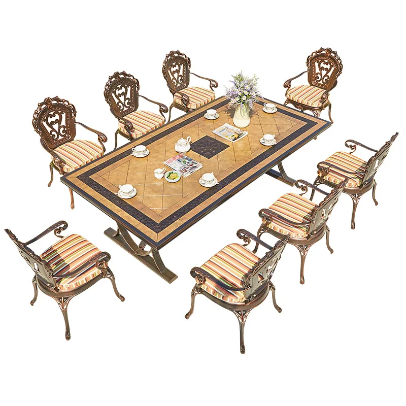 

Cast aluminum leisure tables and chairs outdoor alloy tea table villa balcony courtyard