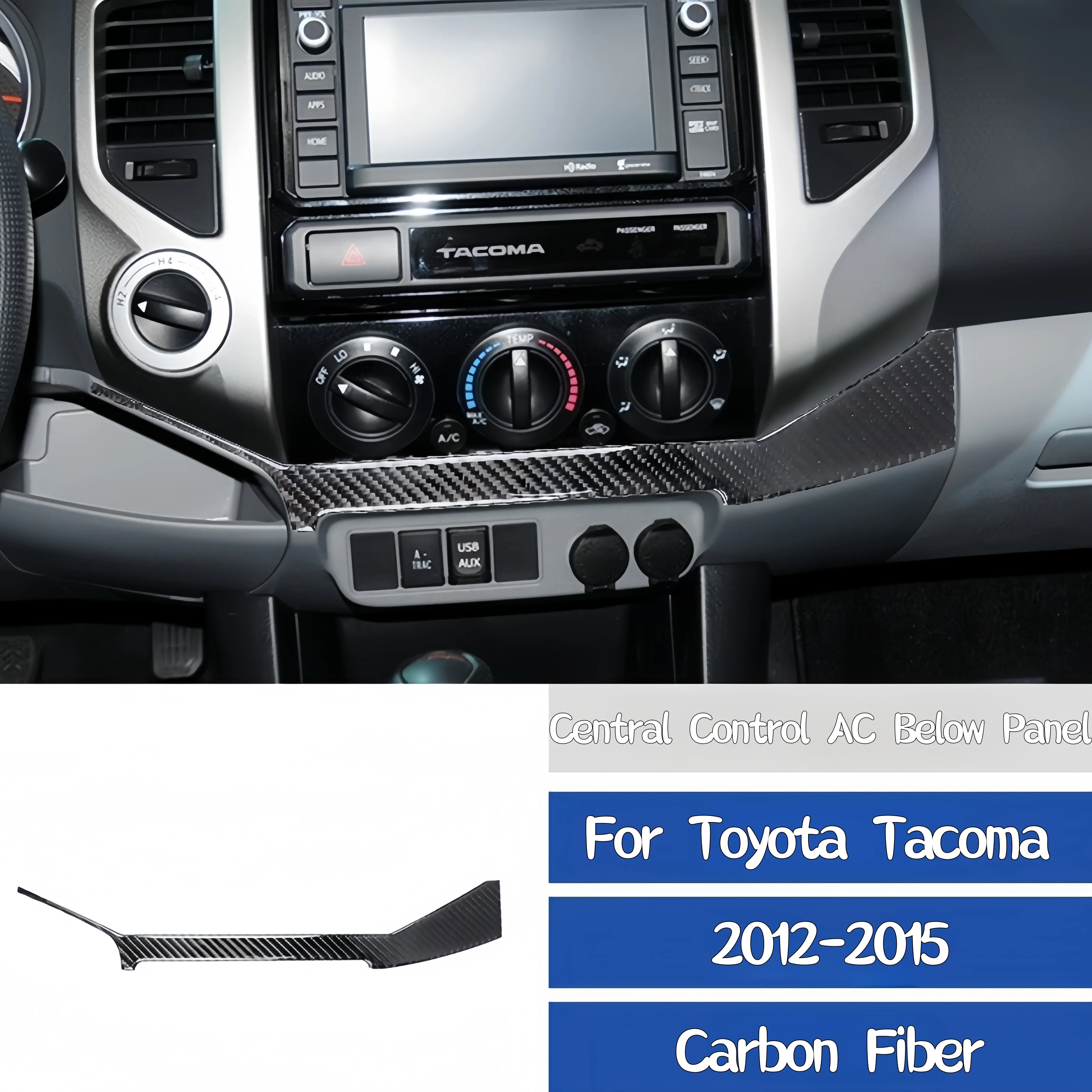 

For Toyota Tacoma 2012-2015 Carbon Fiber Car Central Control AC Below Panel Trim Cover Decoration Sticker Interior Accessories