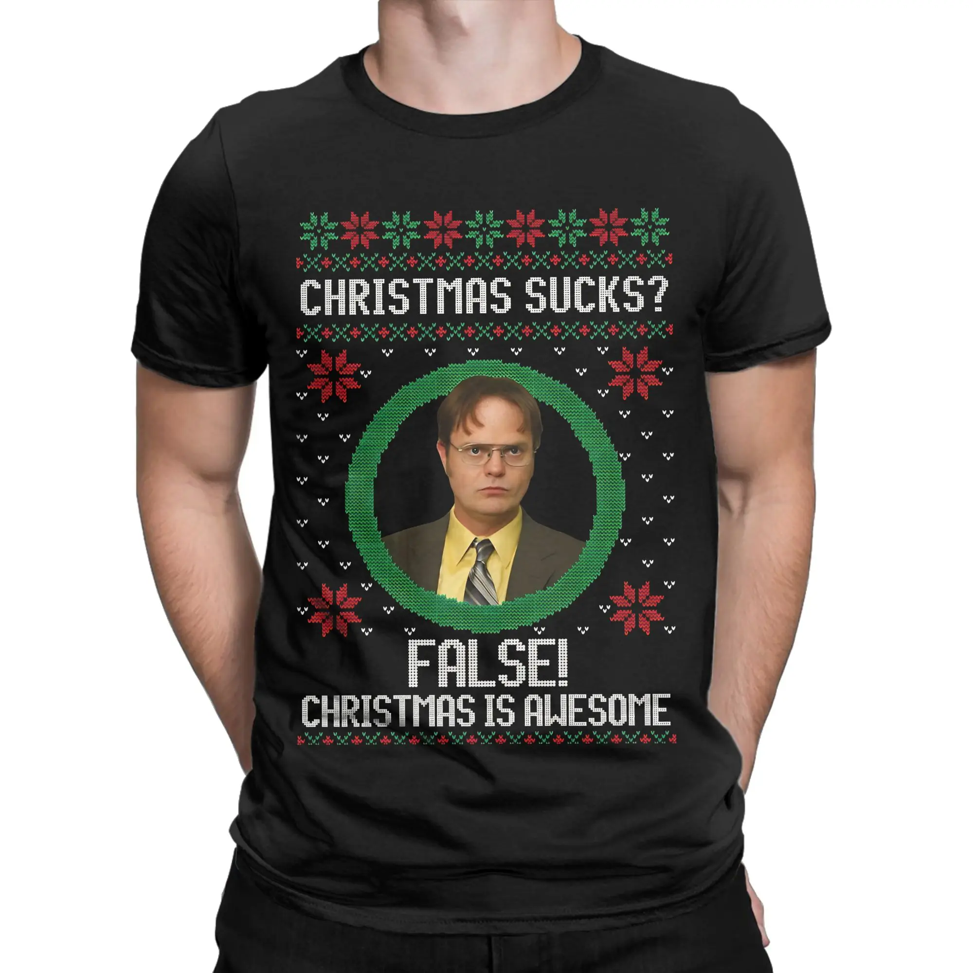 Vintage Dwight Schrute False T-Shirt for Men O Neck Pure Cotton T Shirt The Office Short Sleeve Tees Original Clothing