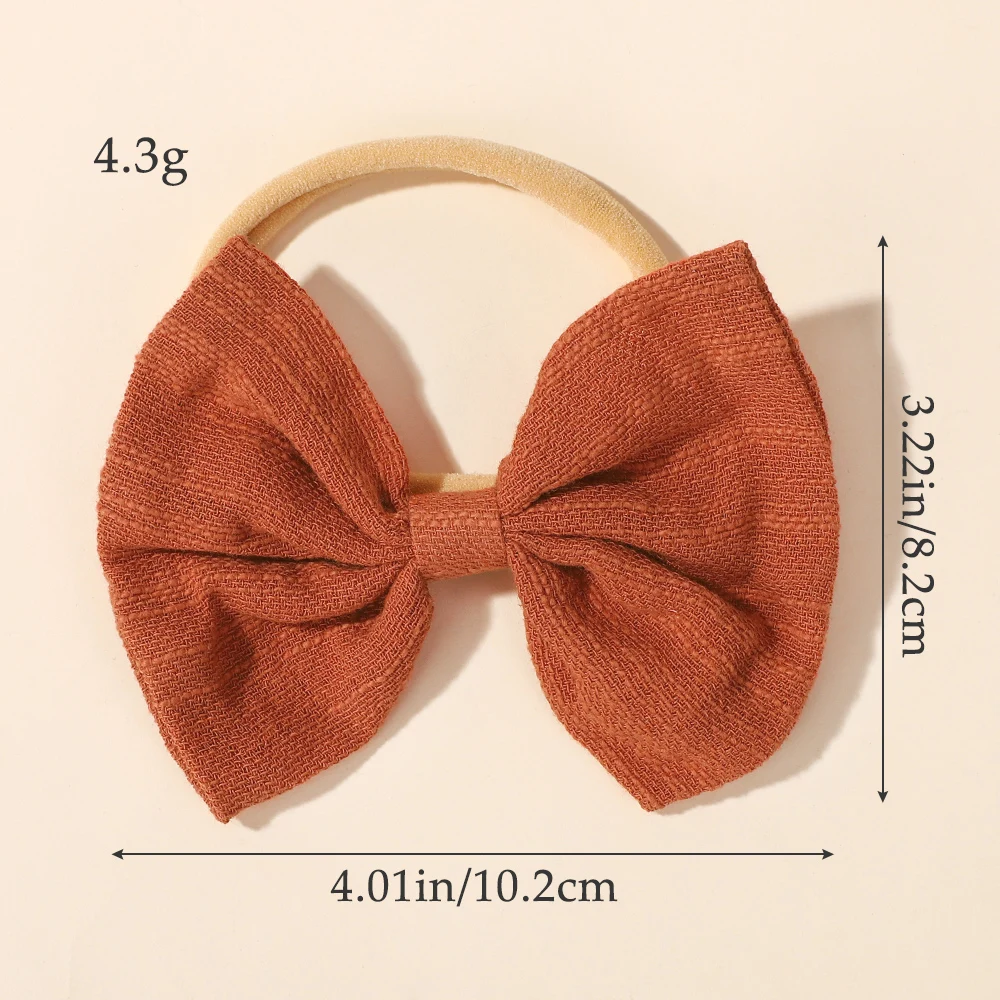 10 قطعة لون عشوائي 4.4 بوصة القطن بلون الانحناء عقال للأطفال الفتيات النايلون مطاطا رباط شعر الطفل Bowknot أغطية الرأس #6