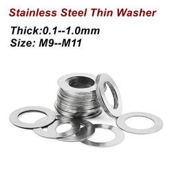 M9--M11 Stainless steel Flat Washer High precision Adjusting gasket Ultra thin shim Thickness 0.1 0.2 0.3 0.5 1mm