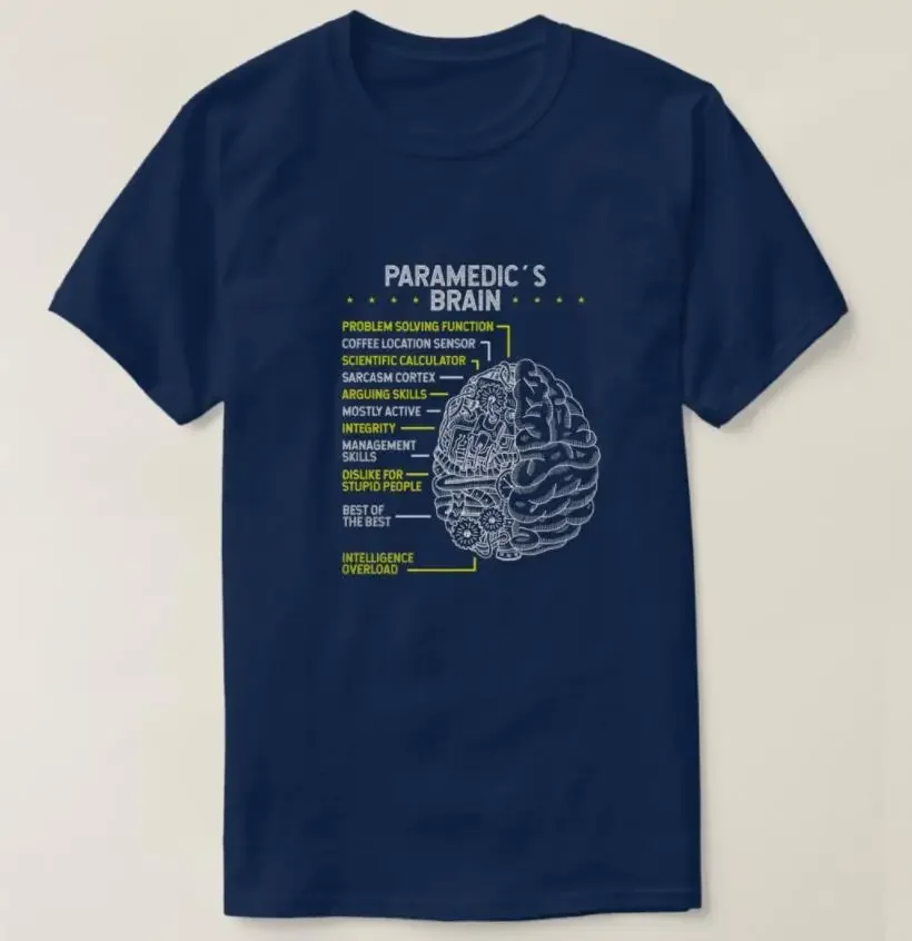 Paramedic Emergency Medical Technician Brain EMT T-Shirt Short Sleeve Casual 100% Cotton O-Neck Summer T Shirts