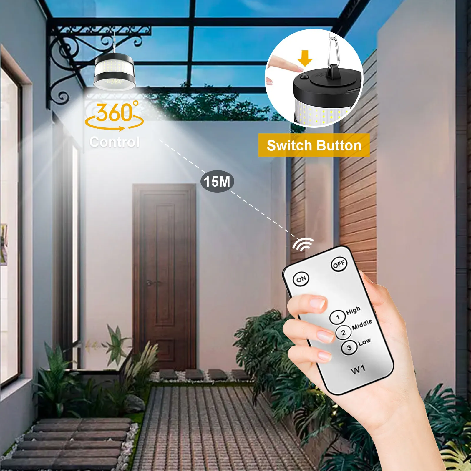 160 LED Solar Light Waterproof Dusk to Dawn Powered Patio Split Pendant for Garden Garage Sensor Solar Security Flood Lights