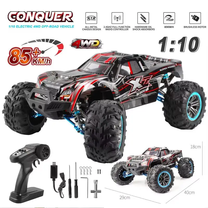 XTE Remote Control Monster Truck 1:10 Scale Brushless Four Wheel Drive High Speed Off Road Climbing Drift Racing All Terrain