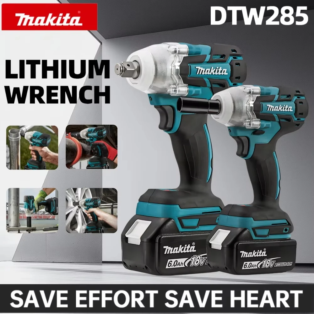 Makita DTW285 520N.m Cordless Impact Electric Wrench Brushless Wrench High Torque Power Tools Rechargeable 18V Original Battery