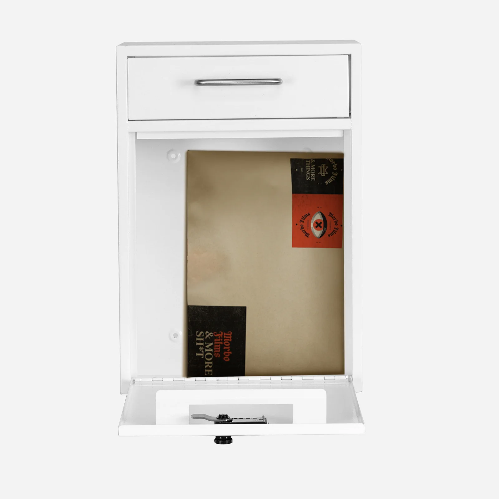 Letter box, with handle, thick, outdoor wall-mounted room