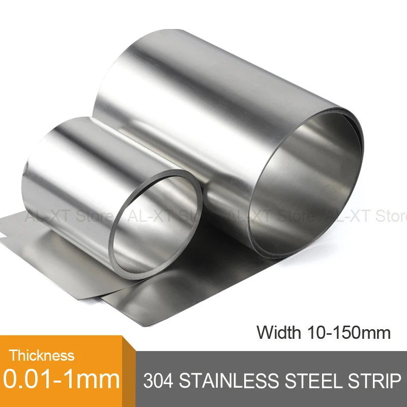 1 Meter 304 Stainless Steel Strip Thick 0.01/0.015/0.02/0.025/0.03/0.04/0.05-1mm Laser Processing Gap Plate Thin Steel Foil/skin