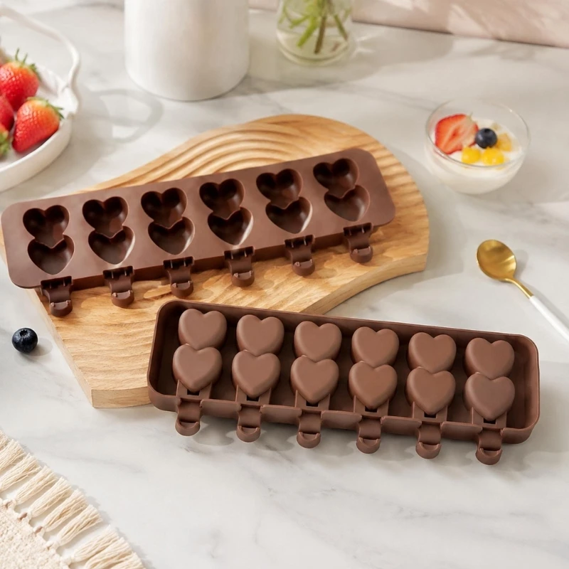 Flexible 8-Cavity Ice Cream Mould with Press-to-Release Removal for Fruit, Chocolate, and Dairy-Base Recipes Together JOMD